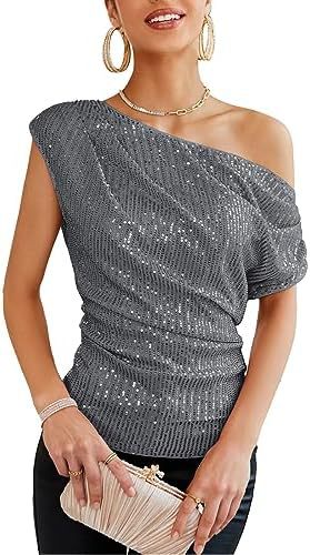 fashion cross-border new women's  dress - trendy sexy one-shoulder sequin mini dress/evening gown