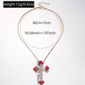 European and american cross-border jewelry: fashionable and sweet cross pendant necklace, light luxury high-end red diamond-encrusted choker