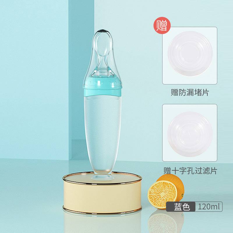Silicone complementary food spoon squeeze feeding spoon rice paste bottle rice noodles feeding water handy gadget baby complementary food tools manufacturer wholesale