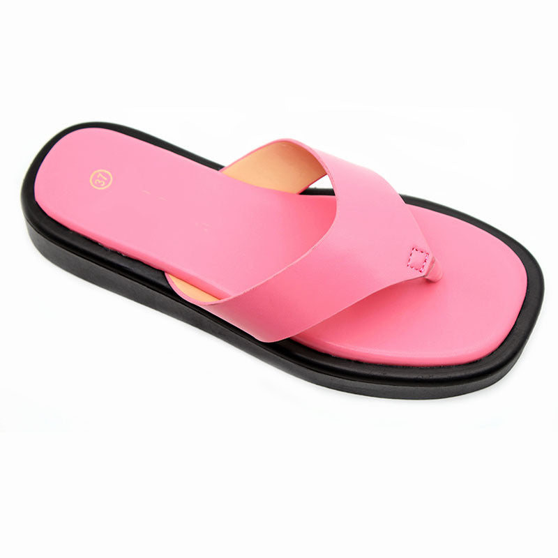 Ladies slippers factory spot wholesale candy color fashion flip-flops women's thick-soled toe slippers