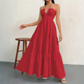 European and american cross-border women's beach vacation sexy elegant dress  summer new style spaghetti strap beach maxi dress