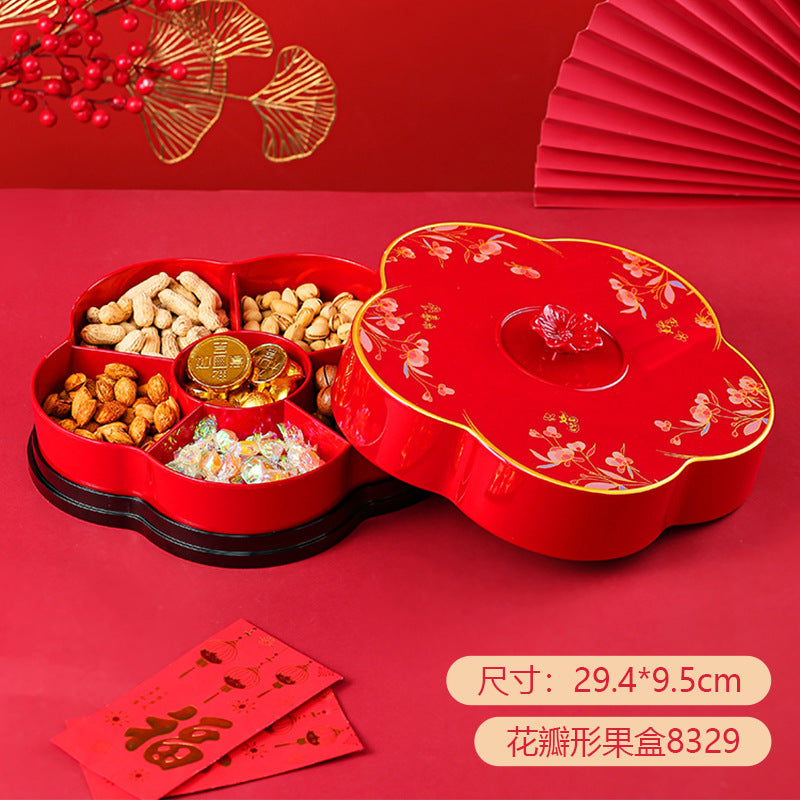 Chinese wedding candy plate Chinese New Year dried fruit box Internet celebrity explosion household living room snack plate housewarming new home nut plate