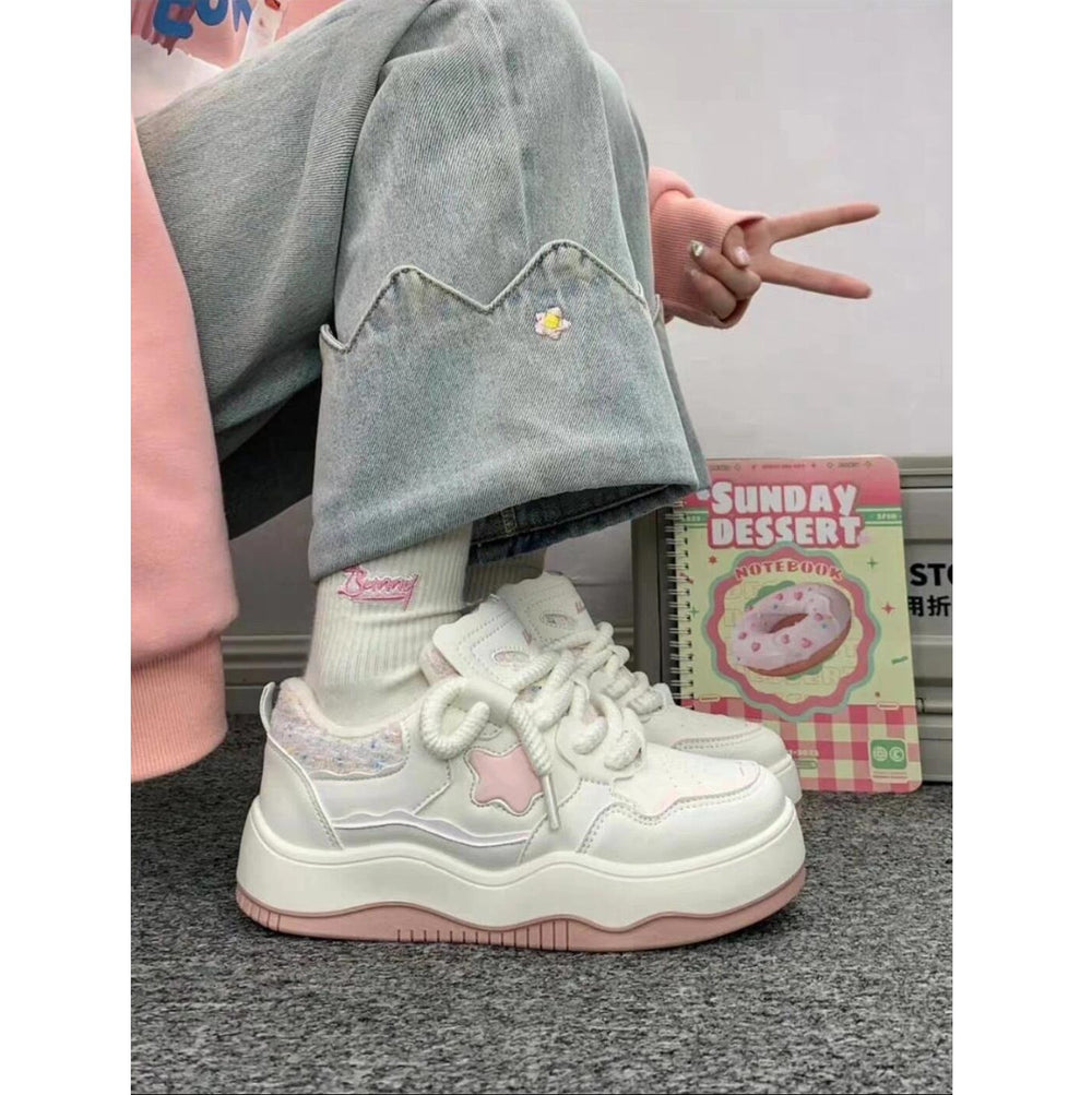K-style sports women's shoes new arrival2026 popular women's shoes ins trendy thick sole sneakers niche style american retrowhite shoes