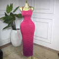 Gradient color sling sexybackless thin beaded dress summer pure desire style hot girl classy long dress for women