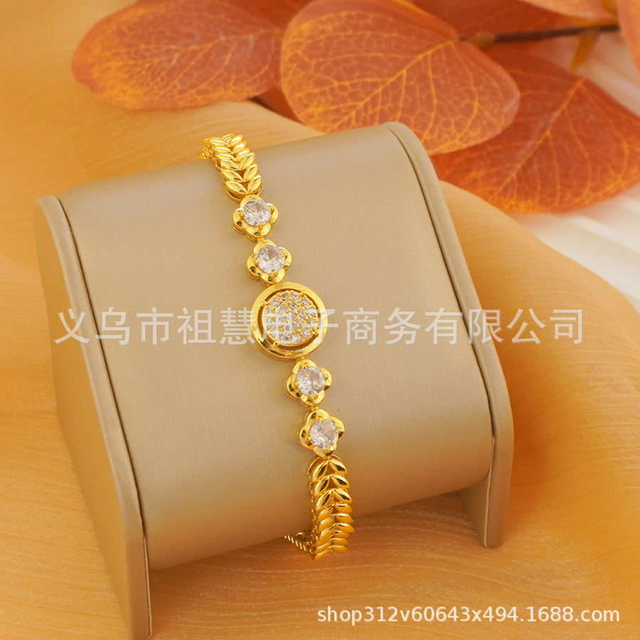 1pcs middle eastern inspired fashion trend plum blossom circle leaf bracelet charm bridal wedding birthday party gift