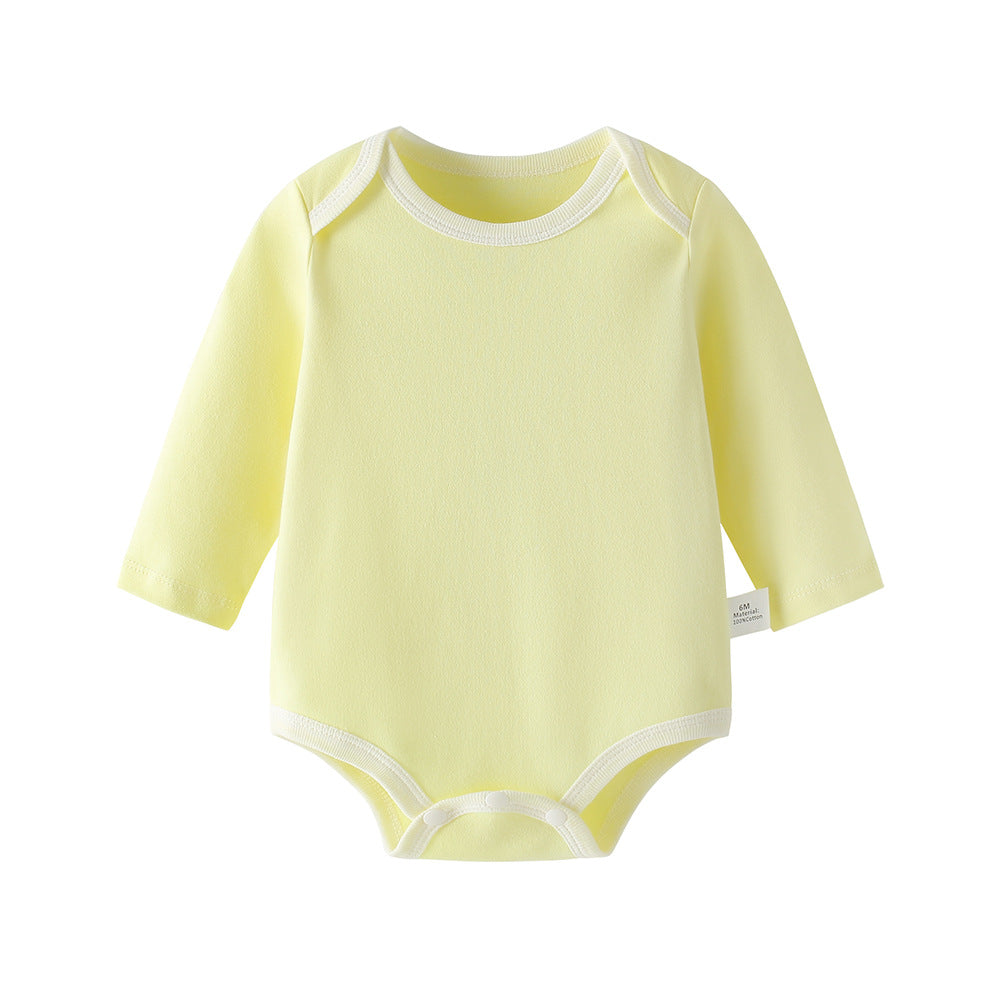 Baby romper, spring and autumn triangle crawl long sleeves, male and female baby cotton 0-1 years old jumpsuit, girl butt wrap