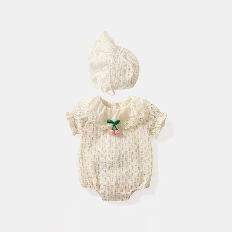 Princess summer lightweight bodysuit - stylish baby summer outfit, newborn clothes, baby romper, floral harem pants, trendy style
