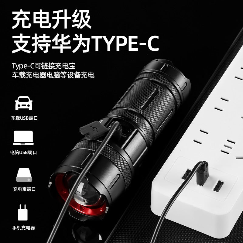 Cross-border new multi-functional outdoor white laser flashlight charging capacity display output LED emergency strong light flashlight