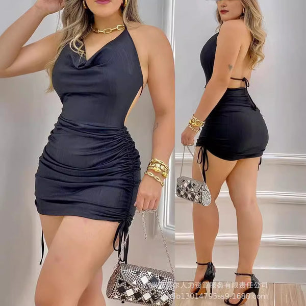 HDZ0255/ODS1437 European and American new swinging collar pleated mini skirt