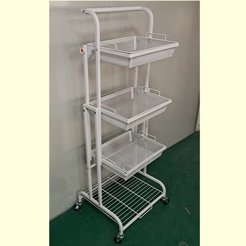 Parallel storage rack balcony movable trolley foldable floor-standing multi-layer snack succulent flower rack living room storage rack