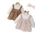 Girls' princess dress - new spring  collection: stylish two-piece look with cartoon rabbit design, cute and chic for baby girls