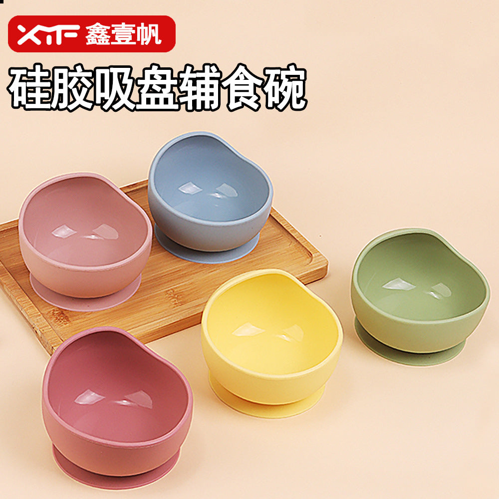 Cross-border new product food-grade silicone non-slip snack bowl suction cup type children's learning tableware snail cartoon bowl