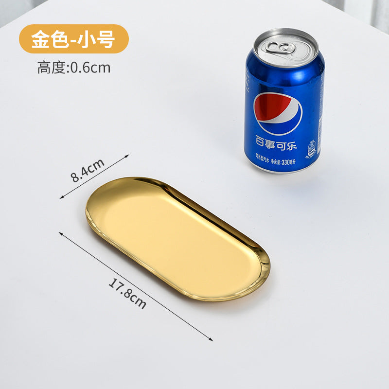 Korean style stainless steel oval tray - gold finish - bbq platter - creative restaurant nordic style dessert & pastry plate