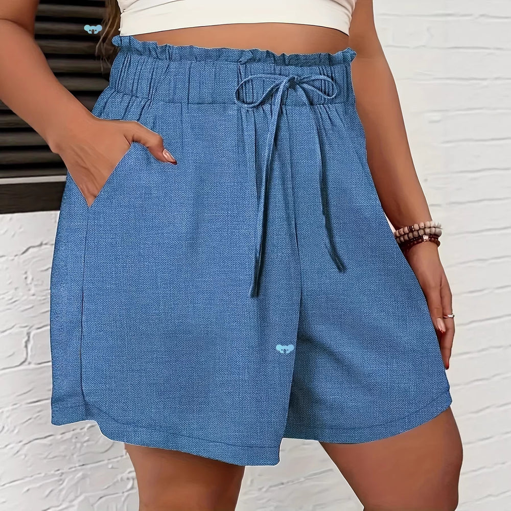 Amazon shorts women's  summer new european style high waist tie-waist versatile loose wide leg pants comfortable casual