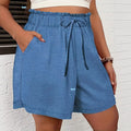 Amazon shorts women's  summer new european style high waist tie-waist versatile loose wide leg pants comfortable casual