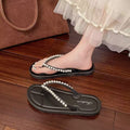 Women's flip-flops summer 2025 new pearl flat sandals outdoor soft sole fashion beach shoes wholesale