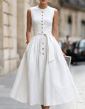 european and american cross-border  independent station new arrivalelegantelegancenormcore cotton and linen women's sleeveless dress