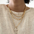 Stacked cross necklace wholesale cross-border trendy accessible luxury niche diamond pendant personalized high-end sweater chain