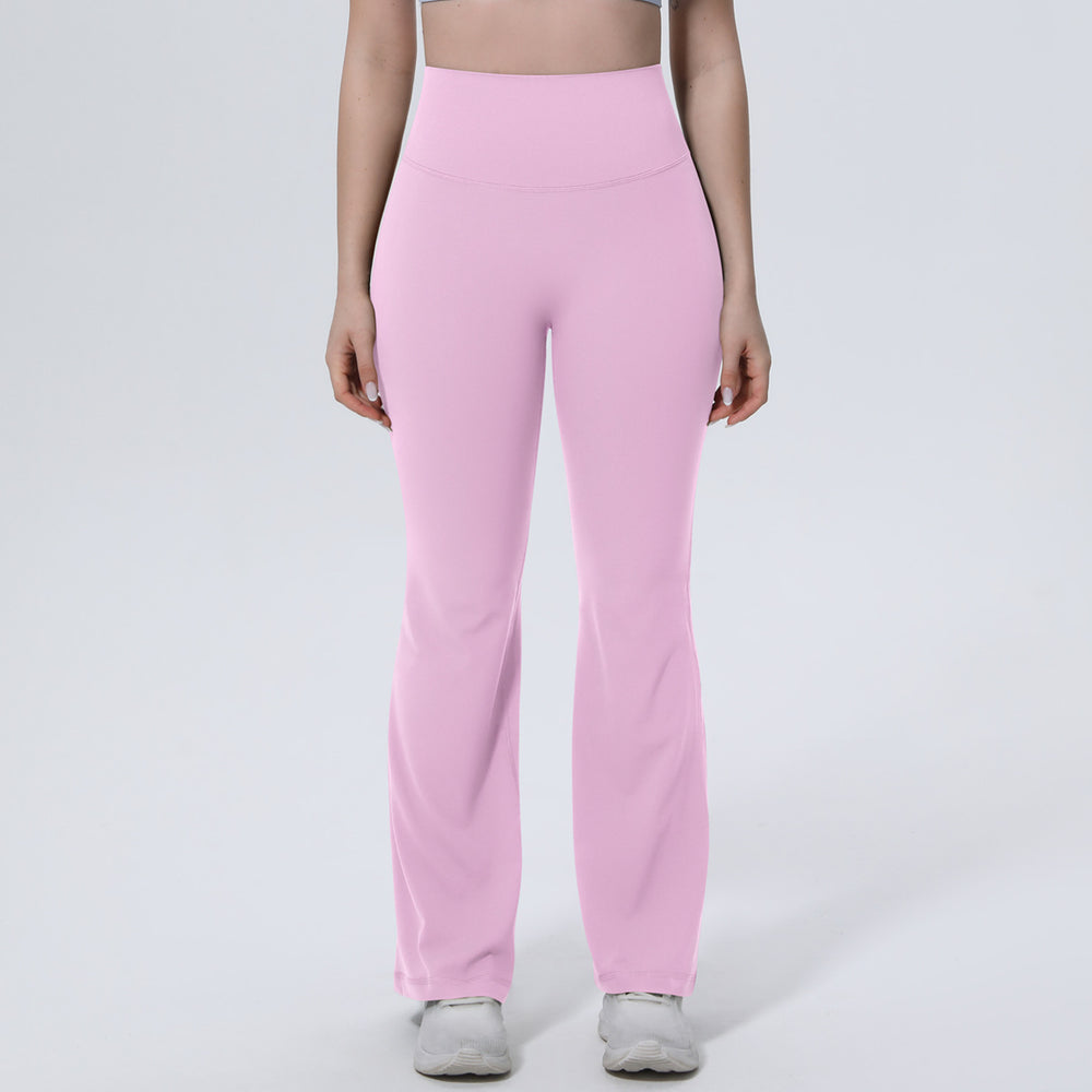 New arrival cross-border pure color breathable high waist hip lifting tight wide leg pants sports running fitness bell bottoms yoga clothes for women