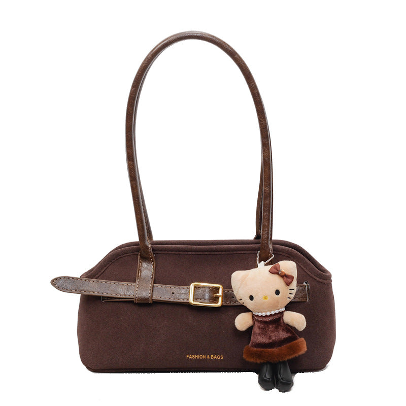 Retro bag for women, large capacity, 2025 new autumn and winter, versatile, fashionable, textured shoulder bag, work clothing, armpit bag