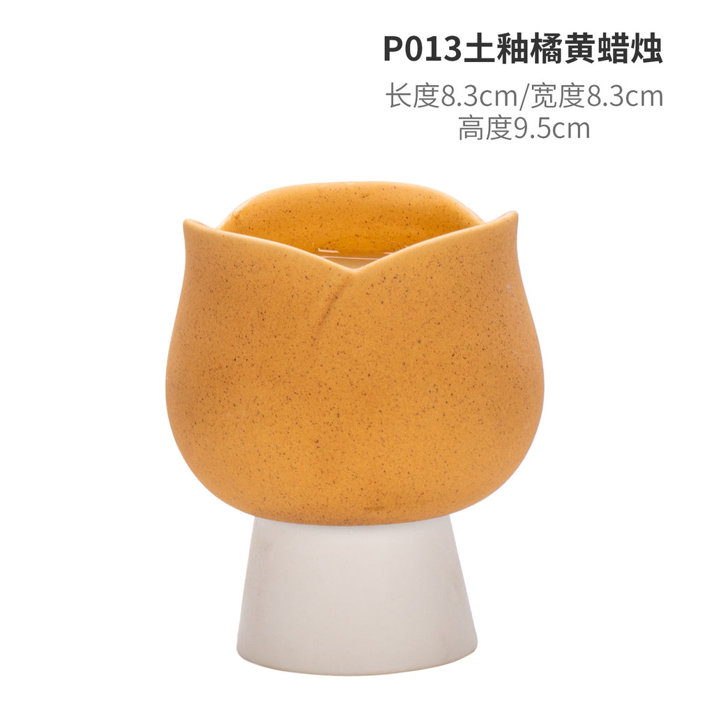 Nordic ins style tulip candle cup empty cup ceramic scented candle candle holder high-end multi-purpose home ornament