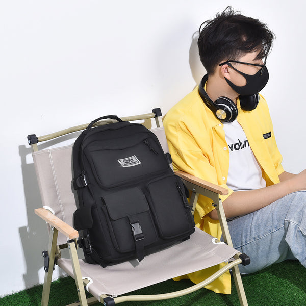 Processing customized backpacks, men's and women's common models, large-capacity student backpacks, multi-functional leisure and simple 15.6-inch shoulders