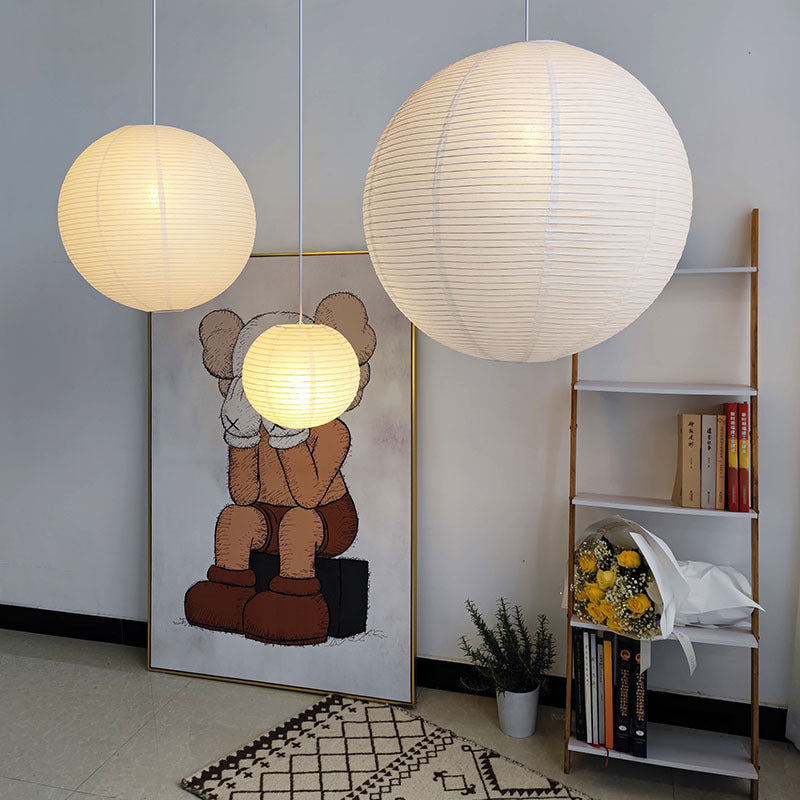 Wabi Silent Wind Ball Japanese Retro Paper Lamp Ball Bedroom Restaurant Clothing Store Xuan Paper Homestay Fenoguchi Yong Chandelier