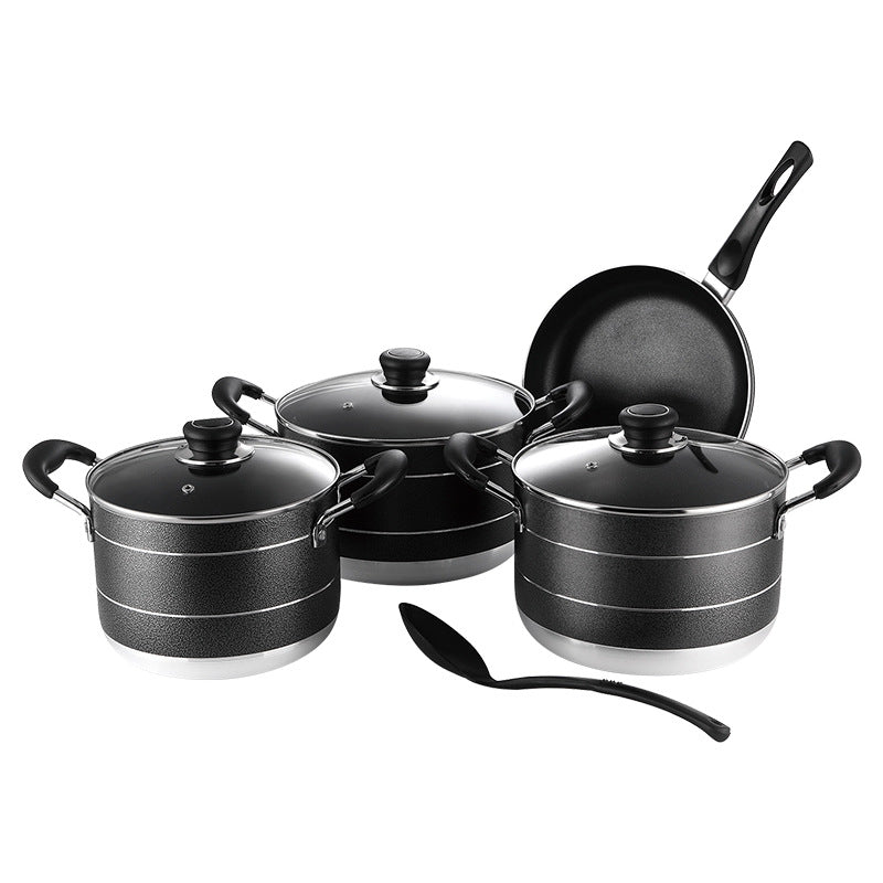 Personalized european style non-stick pan industrial set of single bottom frying pan cooking casual style kitchen for home pot suit soup pot