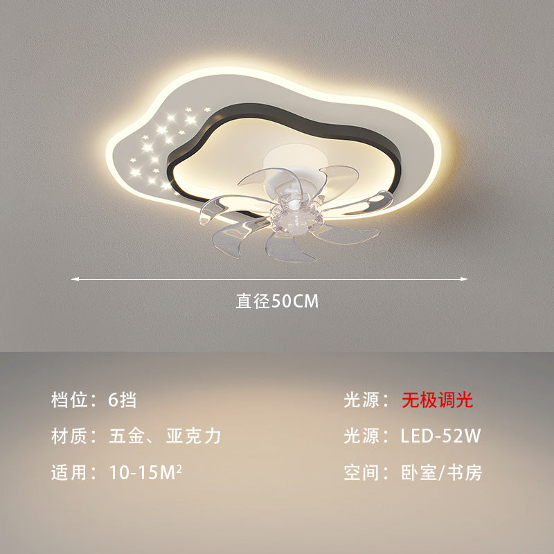 Living room fan light simple modern 2025 new creative led net red light bedroom chandelier ceiling fan lighting