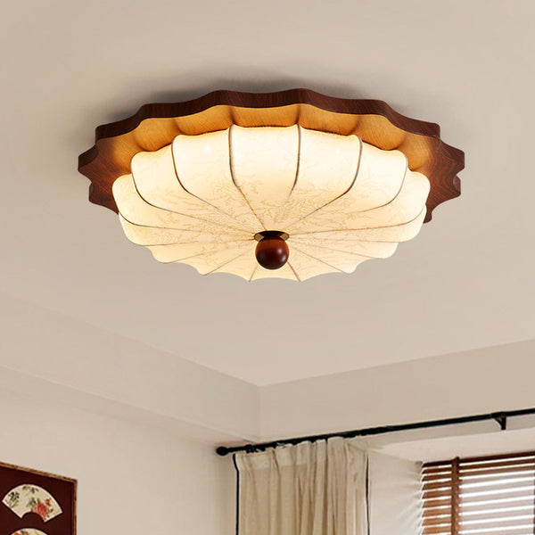 French medieval style bedroom light ceiling light retro living room light Japanese wabi-sabi wind round printed fabric master bedroom light
