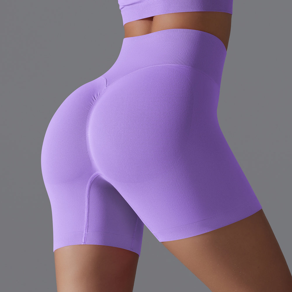 Fashion cross-border seamless pure color yoga shorts tight running fitness yoga clothes high waist butt lift peach sports pants