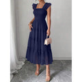 fashion  summer new arrival flying sleeve ruched ruffles vacation elegant mesh dress