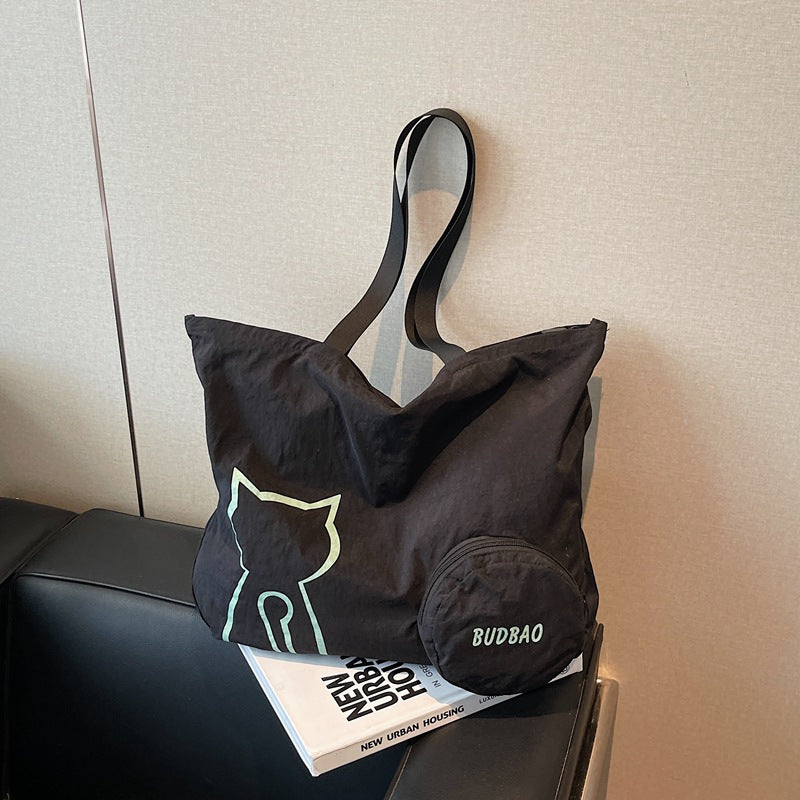 Cross-border foldable tote bag women's large-capacity storage shoulder bag sports fitness yoga bag handbag