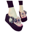 2025 spring/summer new women's beach sandals - ultra high heel, floral design with bear embellishment, fashionable outerwear flip-flops with woven straps