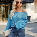 European and american cross-border e-commerce women's spring new arrivals:  independent store hollow-out loose round neck long sleeve pullover sweater