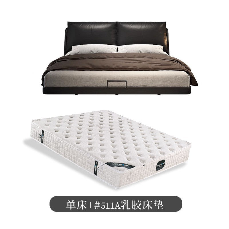 Italian normcore suspended bed modern casual leather bed master bedroom popular bed soft bed with backrest down leather bed