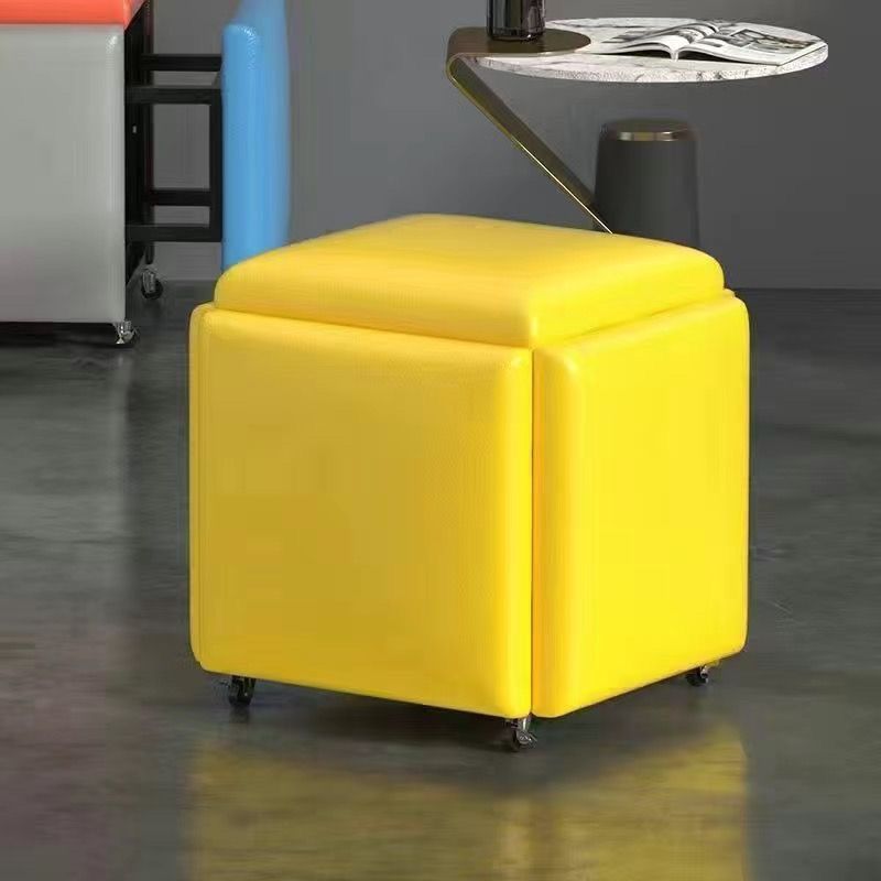 Minimalist modern metal 5-in-1 cube stool: multifunctional storage shoe bench for home and kids