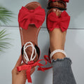 new bowknot flat slide sandals for women, solid color lightweight comfortable casual sandals for women