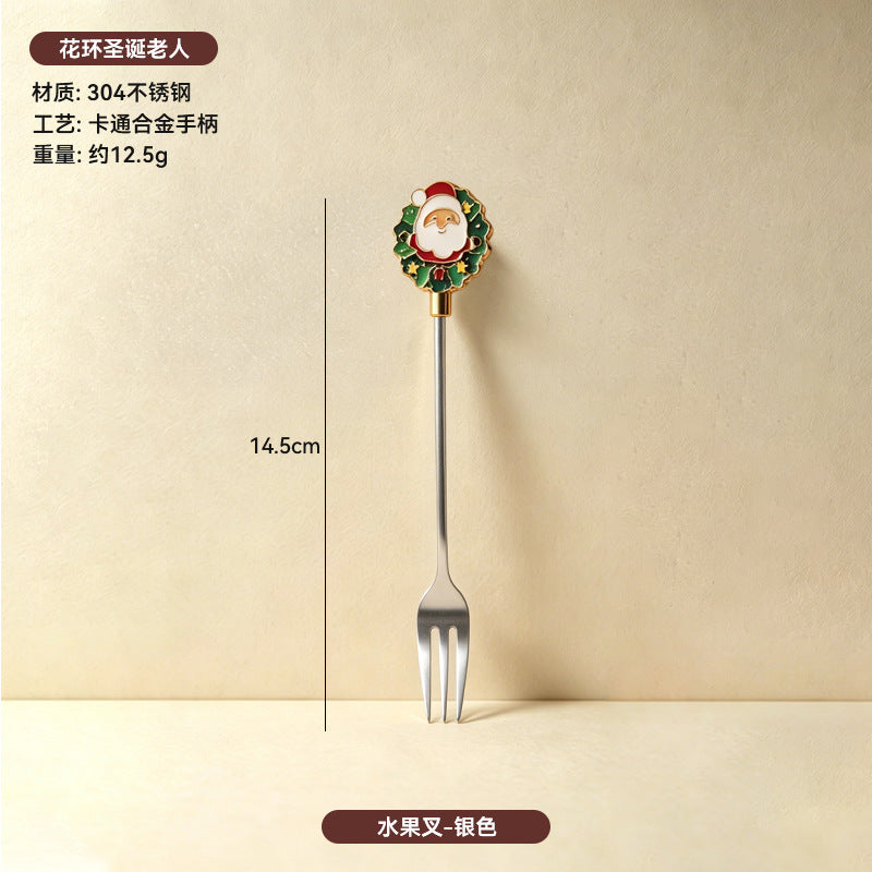 304 stainless steel luxury style creative christmas tableware coffee spoon afternoon tea dessert spoon fruit fork wholesale