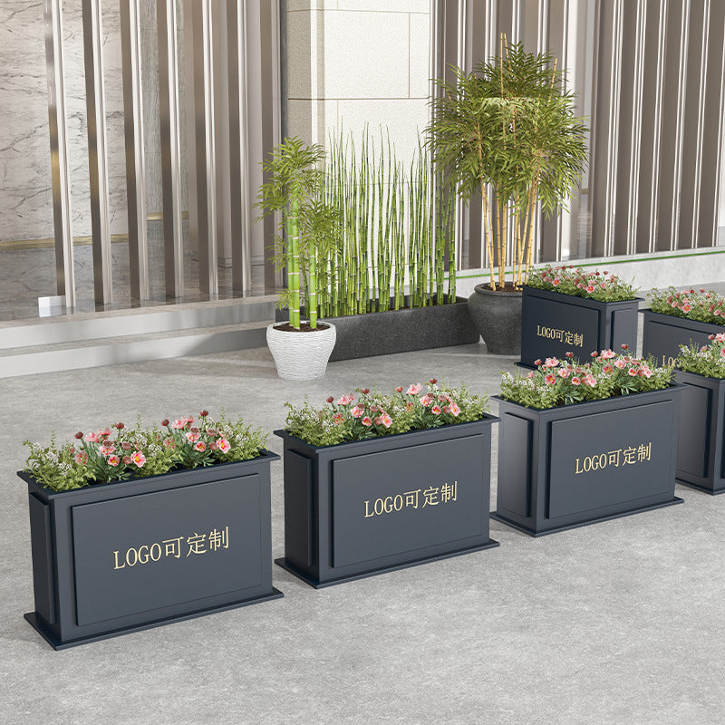 Outdoor wrought iron flower box combination outer pendulum commercial street sales department garden stainless steel flower slot rectangular outdoor fence
