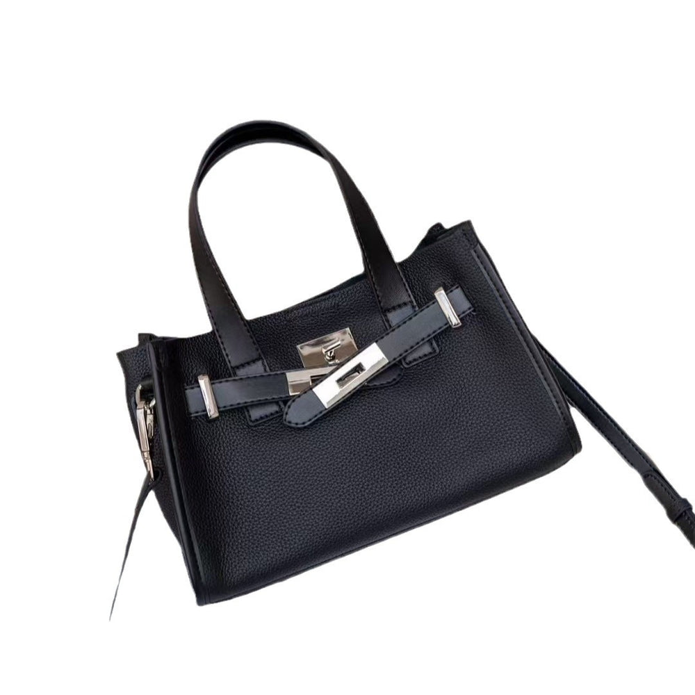 First-layer cowhide niche style design tote bag classy sense 2024fall and winter novice hand-held kelly bag shoulder crossbody bag for women