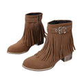 Export 34-43 size fall and winter tassel boots cross-border plus size women's boots round toe easiest for match rubber bottomnon-slip soft bottom shoes