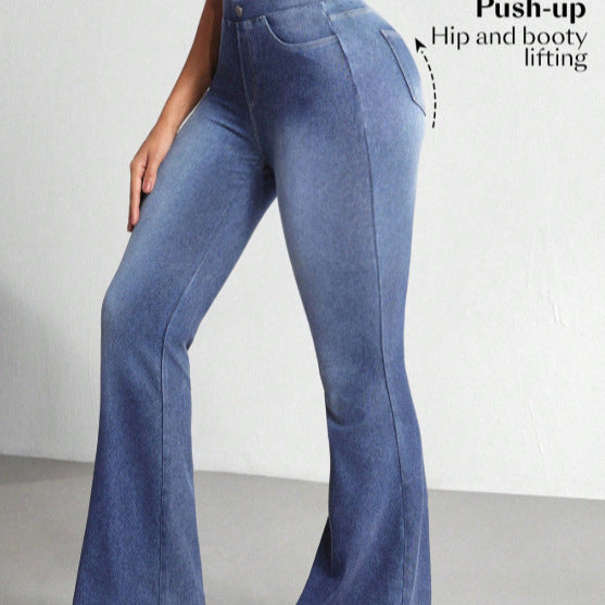 Amazon tiktok pinduoduo foreign trade cross-border fashion high elastic tummy control retro micro-flared jeans for women spring autumn