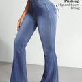 Amazon tiktok pinduoduo foreign trade cross-border fashion high elastic tummy control retro micro-flared jeans for women spring autumn