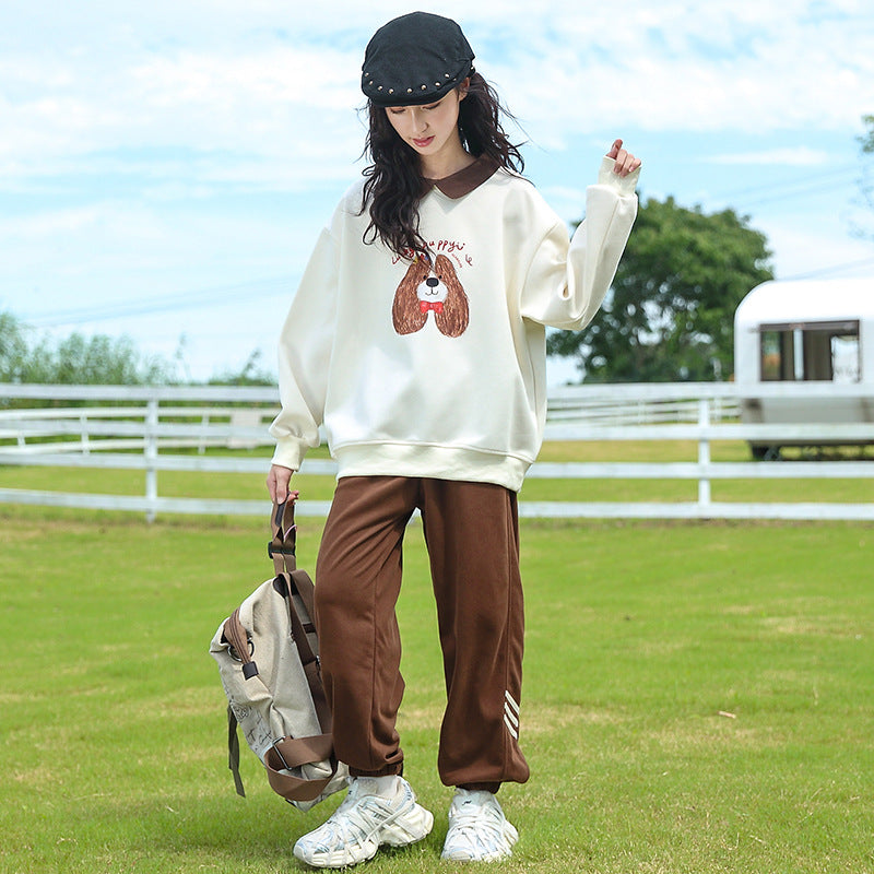 Girls' sweatshirt:  spring/autumn new arrival - trendy, stylish, long-sleeved, loose-fit top - autumn fashion for girls - popular children's clothing
