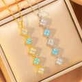 [titanium steel] cross-border popular zirconium-inlaid four-leaf clover necklace, accessible luxury, fashionable, versatile, long, high-end pendant necklace