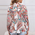 cross-border code new arrival  women's original elegant v-neck printed long sleeve casual blouse