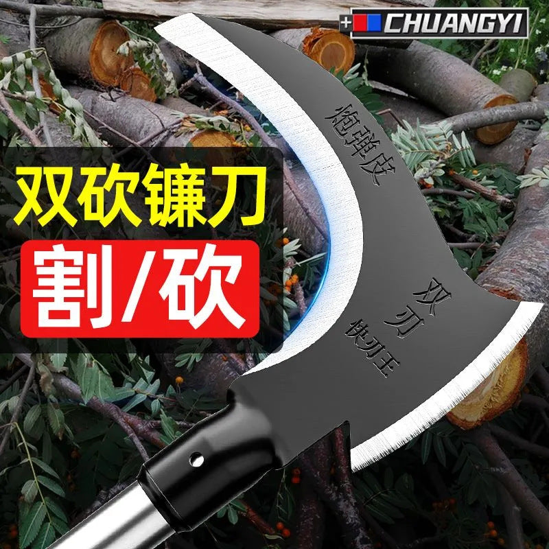 Chuangyi high manganese steel sickle agricultural grass cutting and wheat cutting special firewood cutting and pruning rice cutting tools factory direct sales