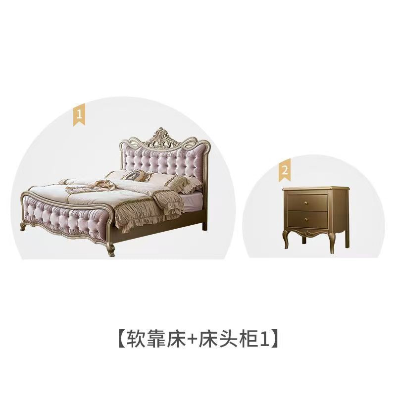 American light luxury solid wood bed for homefrench soft back princess bed high-end luxury wedding bed storage storage master bedroom large bed