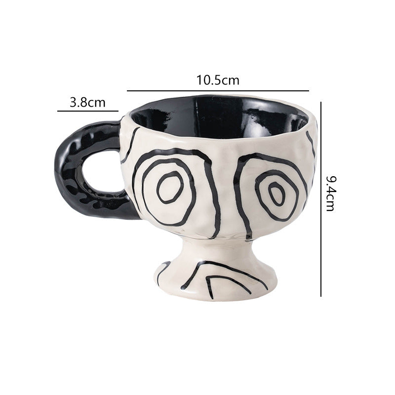 Creative underglaze ceramic mug - minimalist retro niche coffee afternoon tea fruit ceramic handle personalized water cup